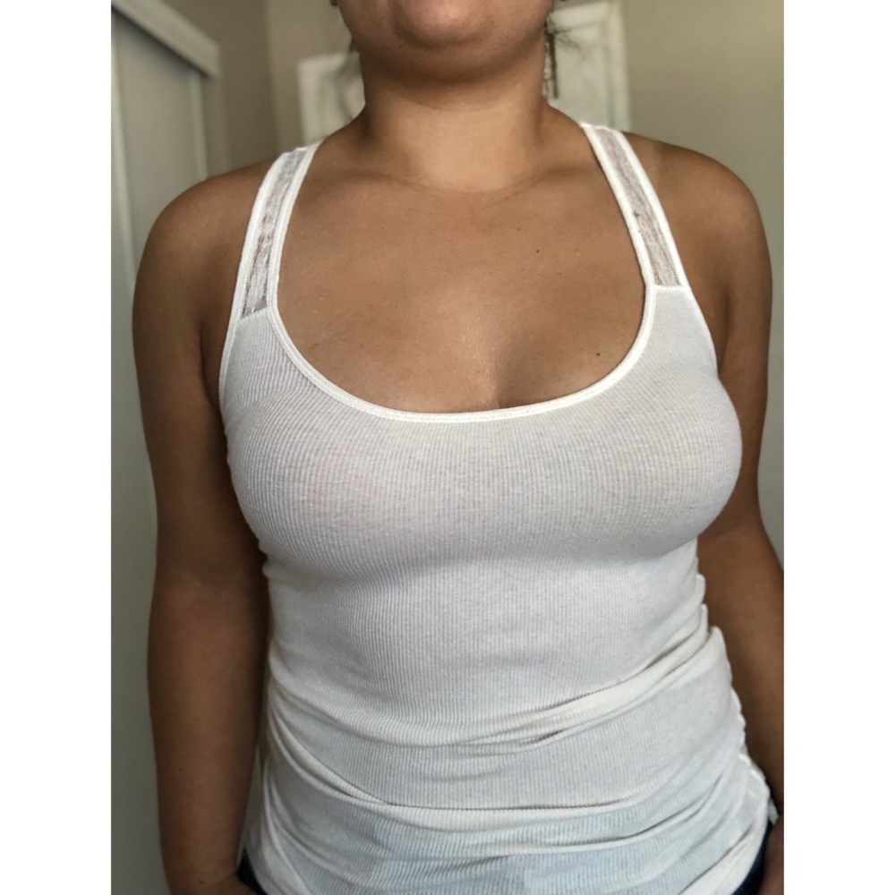 White tank with lace back.
